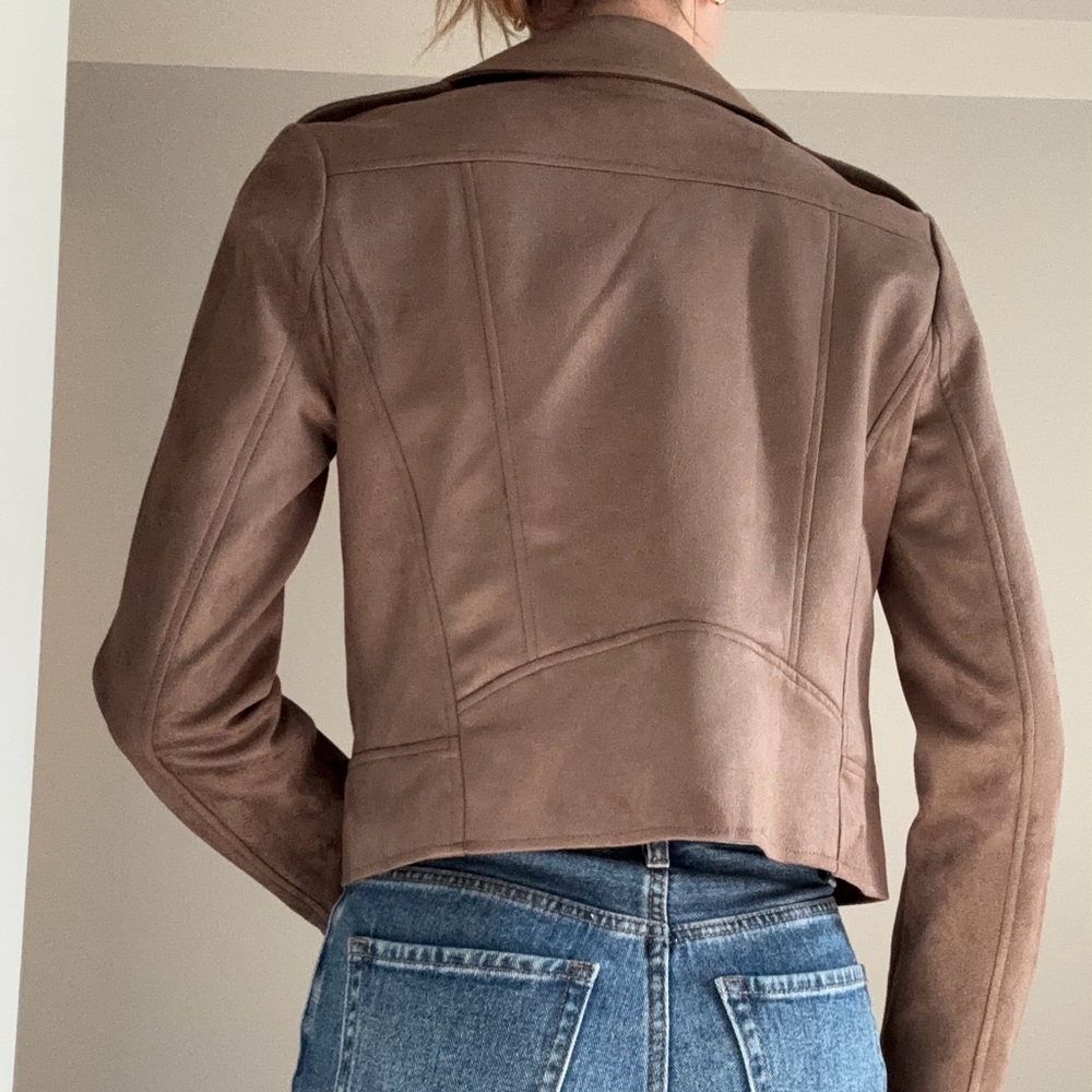 BB Dakota Brown Faux-Suede Moto Jacket - Picture 4 of 7